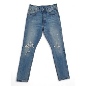 Levi's 501 S Button Fly Jeans 28x30 Distressed Vintage Fit High Rise‎ Denim
